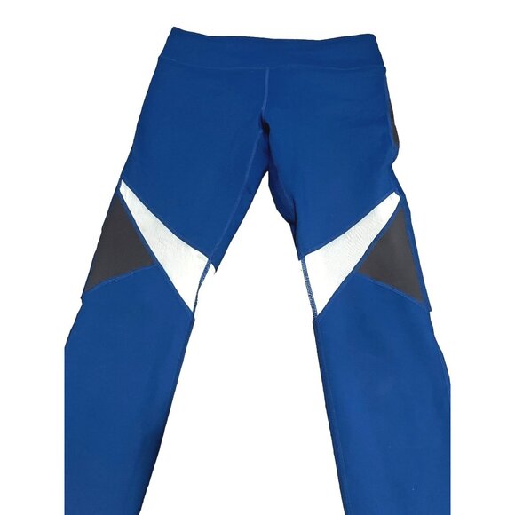 Fabletics Color Block Full Length Mesh Knee Active Leggings Sz Medium Womens Blu - Picture 11 of 16